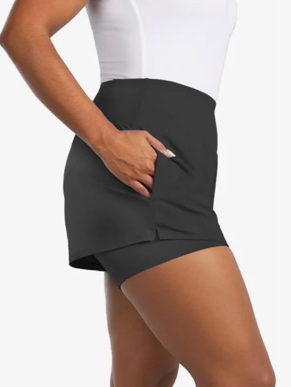 High-Rise Black Athletic Shorts for Women - Performance Fit - Picture 2 of 7